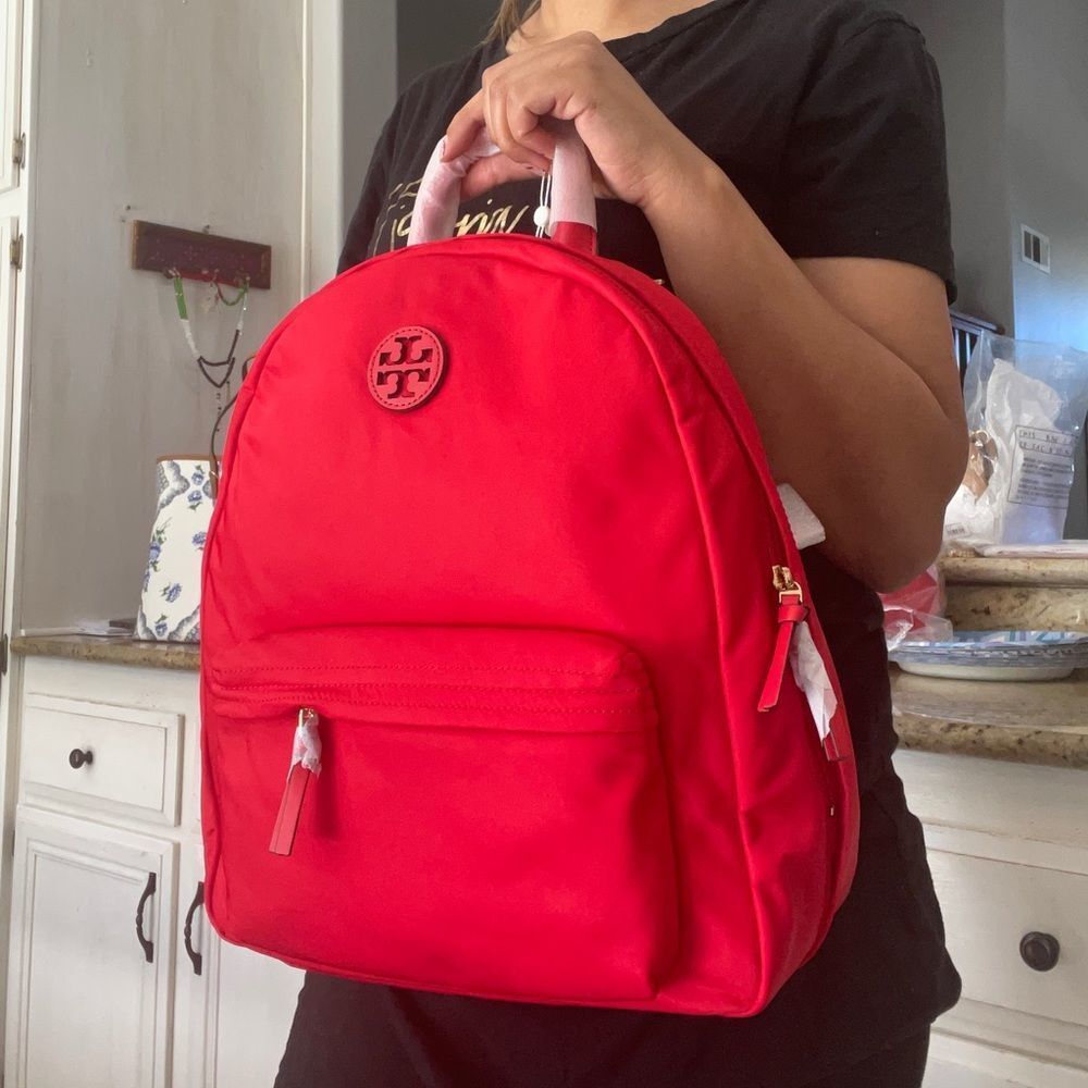 New Tory Burch Ella backpack nylon in red ❣️ - Picture 2 of 9